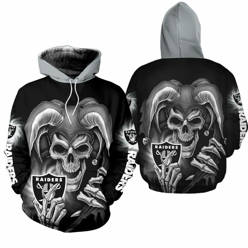 NFL Las Vegas Raiders Black Skull Demon Pullover Hoodie NFL Las Vegas Raiders Black Skull Demon Pullover Hoodie
