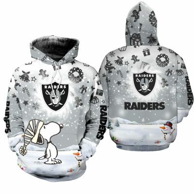 NFL Las Vegas Raiders Snoopy Silver Christmas Pullover Hoodie