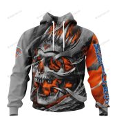 NBA New York Knicks Custom Name Number Gray Orange Skull Pullover Hoodie