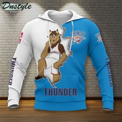 NBA Oklahoma City Thunder Blue White Mascot Scratch Pullover Hoodie