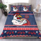 Sydney Roosters Bedding Set - Australia Ugly Xmas With Aboriginal Patterns For Die Hard Fans