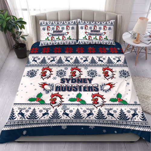 Sydney Roosters Christmas Bedding Set - Sydney Roosters Special Ugly Christmas Bedding Set Sydney Roosters Christmas Bedding Set - Sydney Roosters Special Ugly Christmas Bedding Set