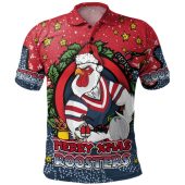 Sydney Roosters Christmas Custom Polo Shirt - Merry Christmas Our Beloved Team With Aboriginal Dot Art Pattern Polo Shirt
