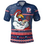 Sydney Roosters Christmas Custom Polo Shirt - Ugly Xmas And Aboriginal Patterns For Die Hard Fan Polo Shirt