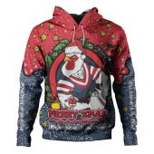Sydney Roosters Christmas Custom Hoodie - Merry Christmas Our Beloved Team With Aboriginal Dot Art Pattern Hoodie