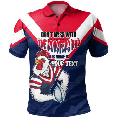 Sydney Roosters Father's Day Polo Shirt - Screaming Dad and Crazy Fan