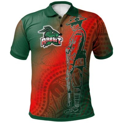Australia Rabbitohs Polo Shirt - Custom Anzac Rabbit Sport With Aboriginal Inspired Patterns Polo Shirt