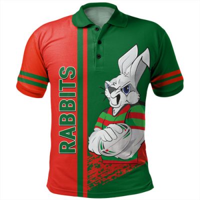 South Sydney Rabbitohs Polo Shirt - Rabbits Mascot Quater Style