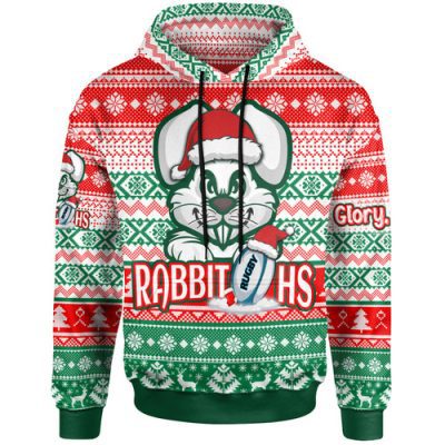South Sydney Rabbitohs Hoodie - Custom Rabbitohs Glory, Glory! Knitted Christmas Hoodie