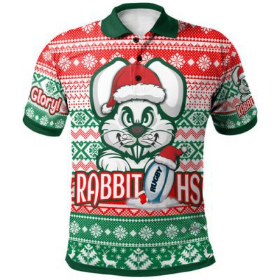 South Sydney Rabbitohs Polo Shirt - Custom Rabbitohs Glory, Glory! Knitted Christmas Polo Shirt