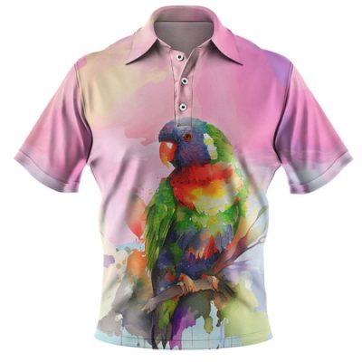 Australia Rainbow Lorikeets Polo Shirt - Rainbow Lorikeets Birds Art Polo Shirt
