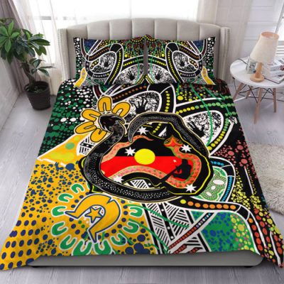 Australia Rainbow Serpent Aboriginal Bedding Set - Dreamtime Rainbow Serpent Creates Australia Bedding Set