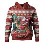 Australia Hoodie Merry Christmas, Santa Claus Riding A Kangaroo