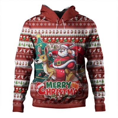 Australia Hoodie Merry Christmas, Santa Claus Riding A Kangaroo