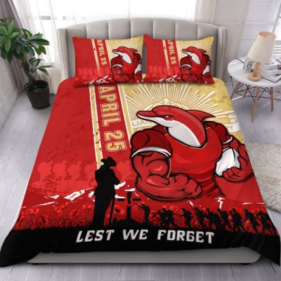 Redcliffe Dolphins Bedding Set Anzac Day Lest We Forget Strong Fighting Spirit