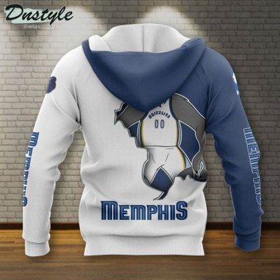 NBA Memphis Grizzlies White Blue Mascot Scratch Pullover Hoodie