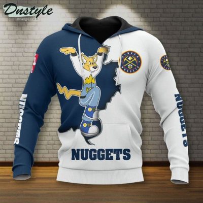 NBA Denver Nuggets White Blue Mascot Scratch Pullover Hoodie