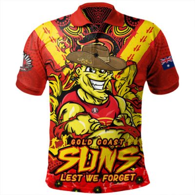 Gold Coast SUNS Polo Shirt Ripped Legacy Of The Game The ANZAC Spirit Lives On