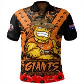 GWS GIANTS Polo Shirt Ripped Legacy Of The Game The ANZAC Spirit Lives On