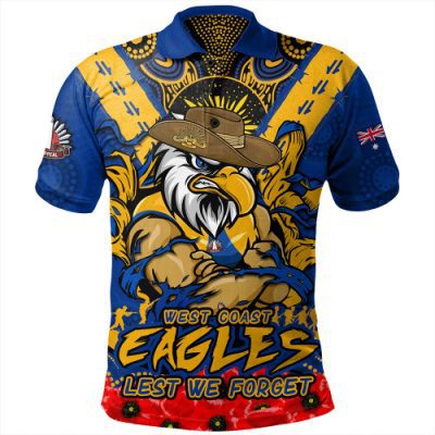West Coast Eagles Polo Shirt Ripped Legacy Of The Game The ANZAC Spirit Lives On