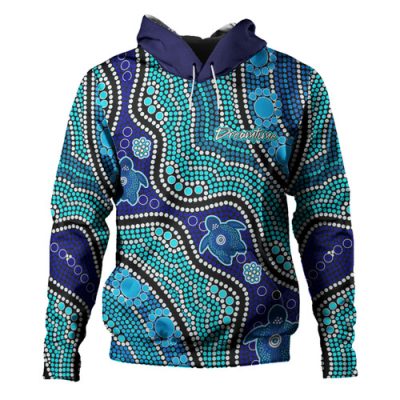 Australia Turtles Aboriginal Custom Hoodie - Dreamtime River And Turtles Dot Art Painting Hoodie