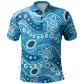 Australia Aboriginal Polo Shirt - River With Aboriginal Dot Art Inspired Polo Shirt