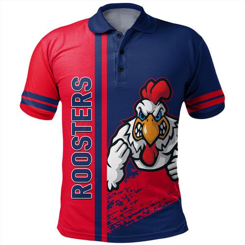 Sydney Roosters Polo Shirt - Sydney Roosters Mascot Quater Style Sydney Roosters Polo Shirt - Sydney Roosters Mascot Quater Style