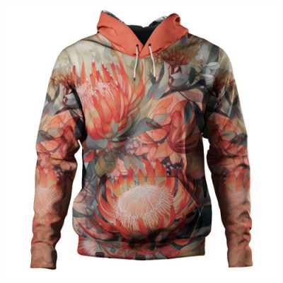Australia Waratah Hoodie - Red Orange Waratah Flowers Art Hoodie
