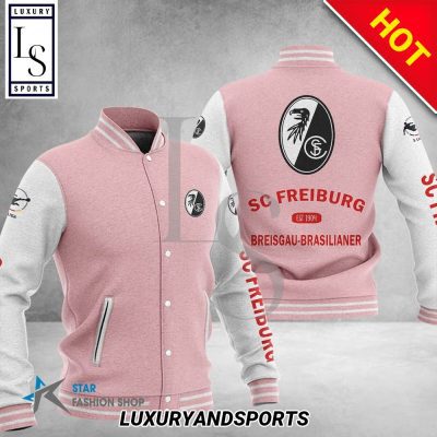 SC Freiburg Pink White Baseball Jacket