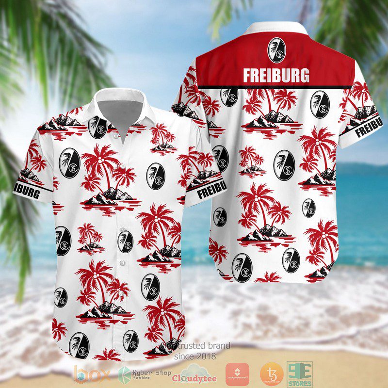 SC Freiburg Coconut Tree Hawaiian Shirt SC Freiburg Coconut Tree Hawaiian Shirt