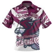 Manly Warringah Sea Eagles Polo Shirt - Happy Australia Day We Are One And Free