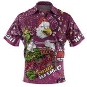 Manly Warringah Sea Eagles Christmas Custom Polo Shirt - Let's Get Lit Chrisse Pressie Polo Shirt