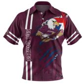 Manly Warringah Sea Eagles Polo Shirt - Happy Australia Day Flag Scratch Style