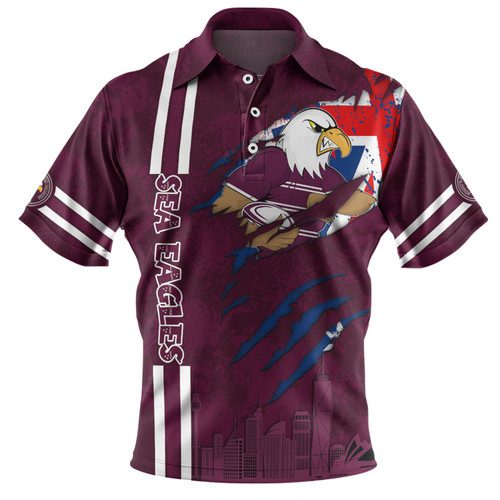 Manly Warringah Sea Eagles Polo Shirt - Happy Australia Day Flag Scratch Style Manly Warringah Sea Eagles Polo Shirt - Happy Australia Day Flag Scratch Style
