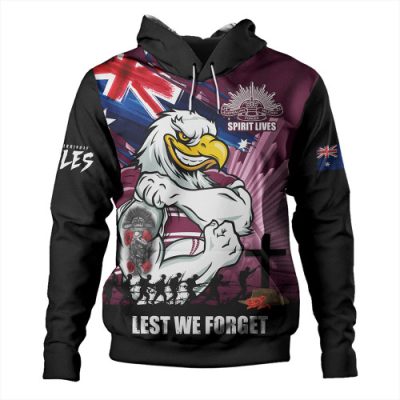 Manly Warringah Sea Eagles Hoodie Fearless ANZAC Defender