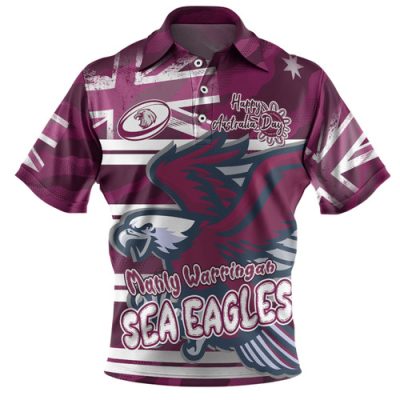 Manly Warringah Sea Eagles Polo Shirt - Happy Australia Day We Are One And Free