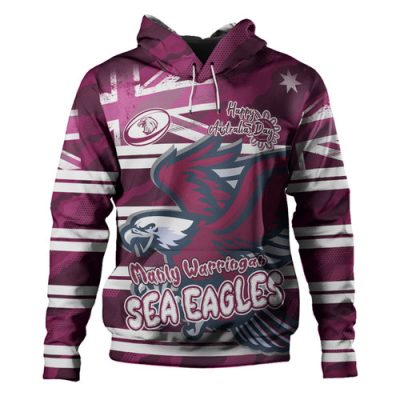 Manly Warringah Sea Eagles Hoodie - Happy Australia Day We Are One And Free
