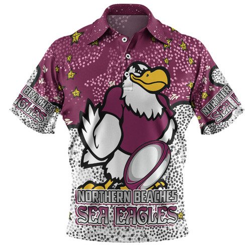 Manly Warringah Sea Eagles Polo Shirt - Team With Dot And Star Patterns For Tough Fan Polo Shirt Manly Warringah Sea Eagles Polo Shirt - Team With Dot And Star Patterns For Tough Fan Polo Shirt