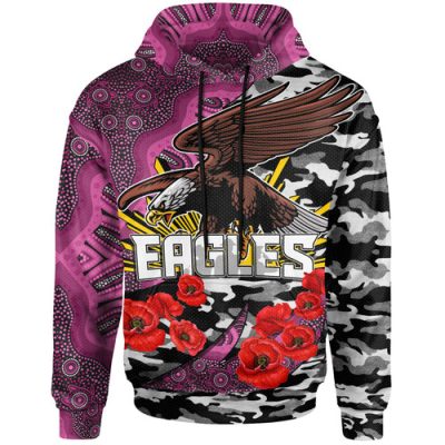 Manly Warringah Sea Eagles Anzac Hoodie - Aboriginal Inspired Anzac Eagle Hoodie