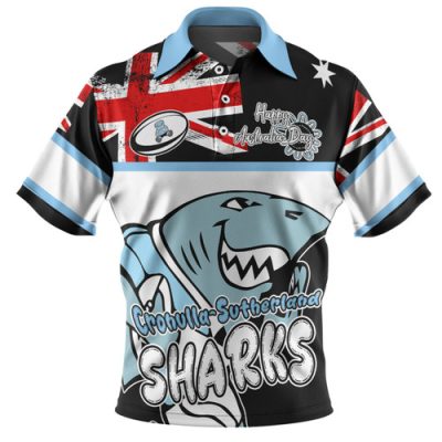 Cronulla-Sutherland Sharks Polo Shirt - Happy Australia Day We Are One And Free