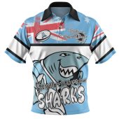 Cronulla-Sutherland Sharks Polo Shirt - Happy Australia Day We Are One And Free
