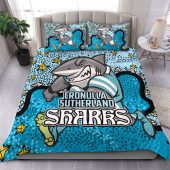 Cronulla-Sutherland Sharks Custom Bedding Set - Team With Dot And Star Patterns For Tough Fan Bedding Set