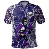 Melbourne Storm Grand Final Custom Polo Shirt - Custom Melbourne Storm With Contemporary Style Of Aboriginal Painting Polo Shirt