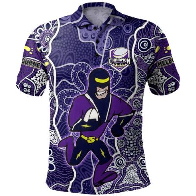 Melbourne Storm Grand Final Custom Polo Shirt - Custom Melbourne Storm With Contemporary Style Of Aboriginal Painting Polo Shirt