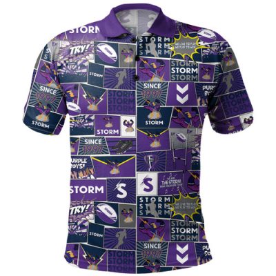 Melbourne Storm Polo Shirt - Team Of Us Die Hard Fan Supporters Comic Style