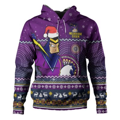 Melbourne Storm Christmas Custom Hoodie - Ugly Xmas And Aboriginal Patterns For Die Hard Fan Hoodie