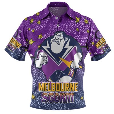 Melbourne Storm Custom Polo Shirt - Team With Dot And Star Patterns For Tough Fan Polo Shirt