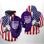 NBA Sacramento Kings US Flag Pullover Hoodie V2