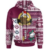 Manly Warringah Sea Eagles Christmas Hoodie - Custom Manly Warringah Sea Eagles Merry Christmas With Snowflake Pattern Hoodie