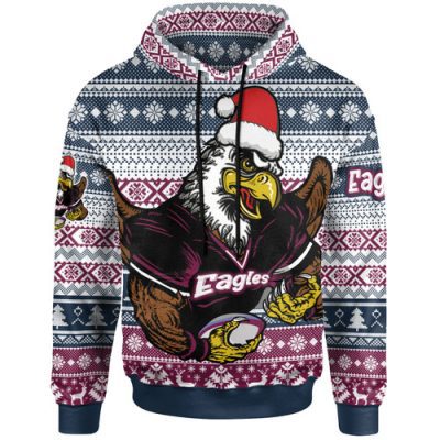 Australia Sea Eagles Hoodie - Custom Eagles Mascot Knitted Christmas Patterns Hoodie